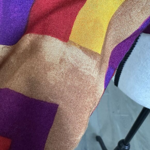 Vintage Susan Graver Abstract Rayon Blouse Geometric Print USA Made P-M - Picture 10 of 14